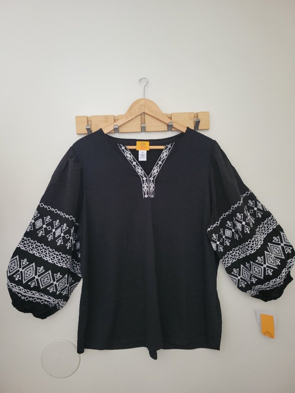 Ruby Rd. Pattern Play Black White Embroidery Blouse NWT